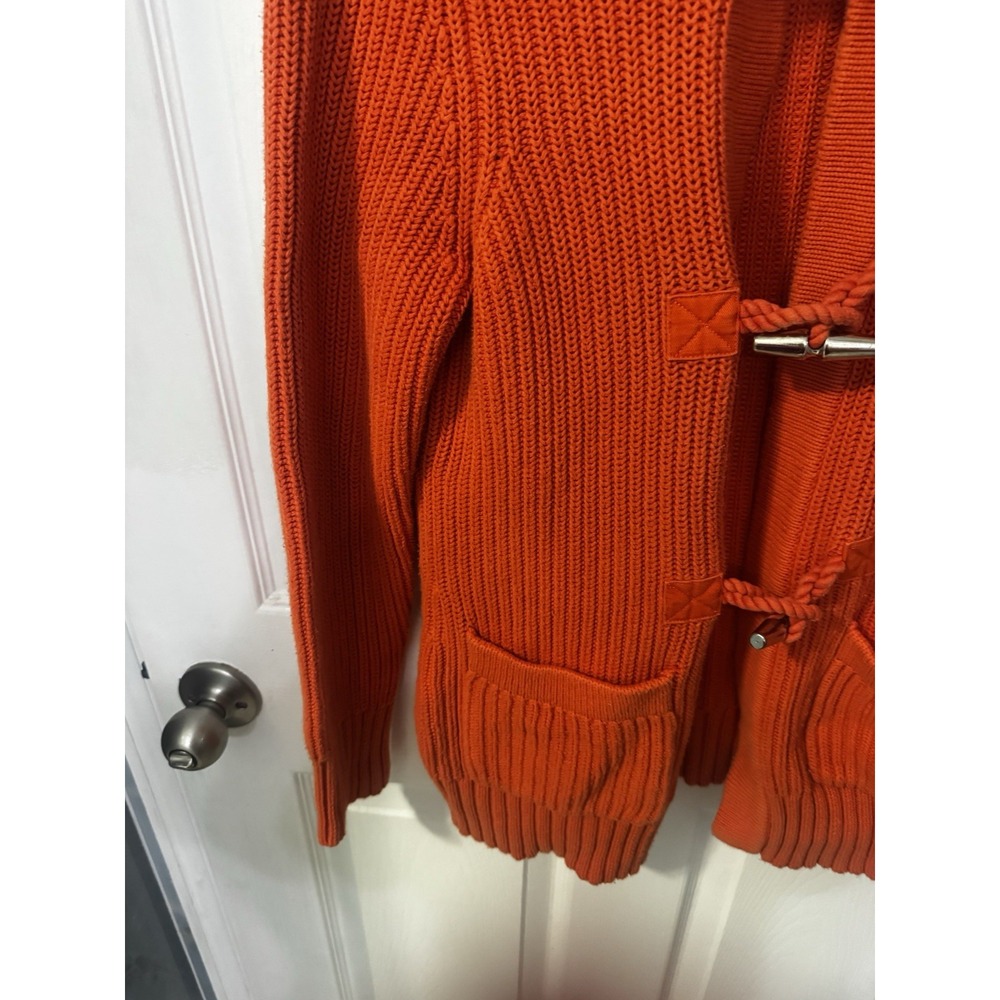Lauren Ralph Lauren Buckle Cable Knit Sweater Shawl Collar Womens Size S Orange - Picture 4 of 10